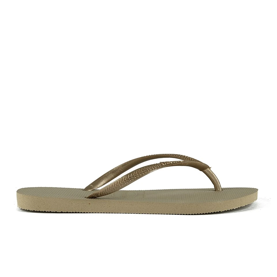Havaianass Girls' Slim Flip Flops - Sand Grey/Light Golden 2 Havaianass Girls' Slim Flip Flops - Sand Grey/Light Golden - Image 2