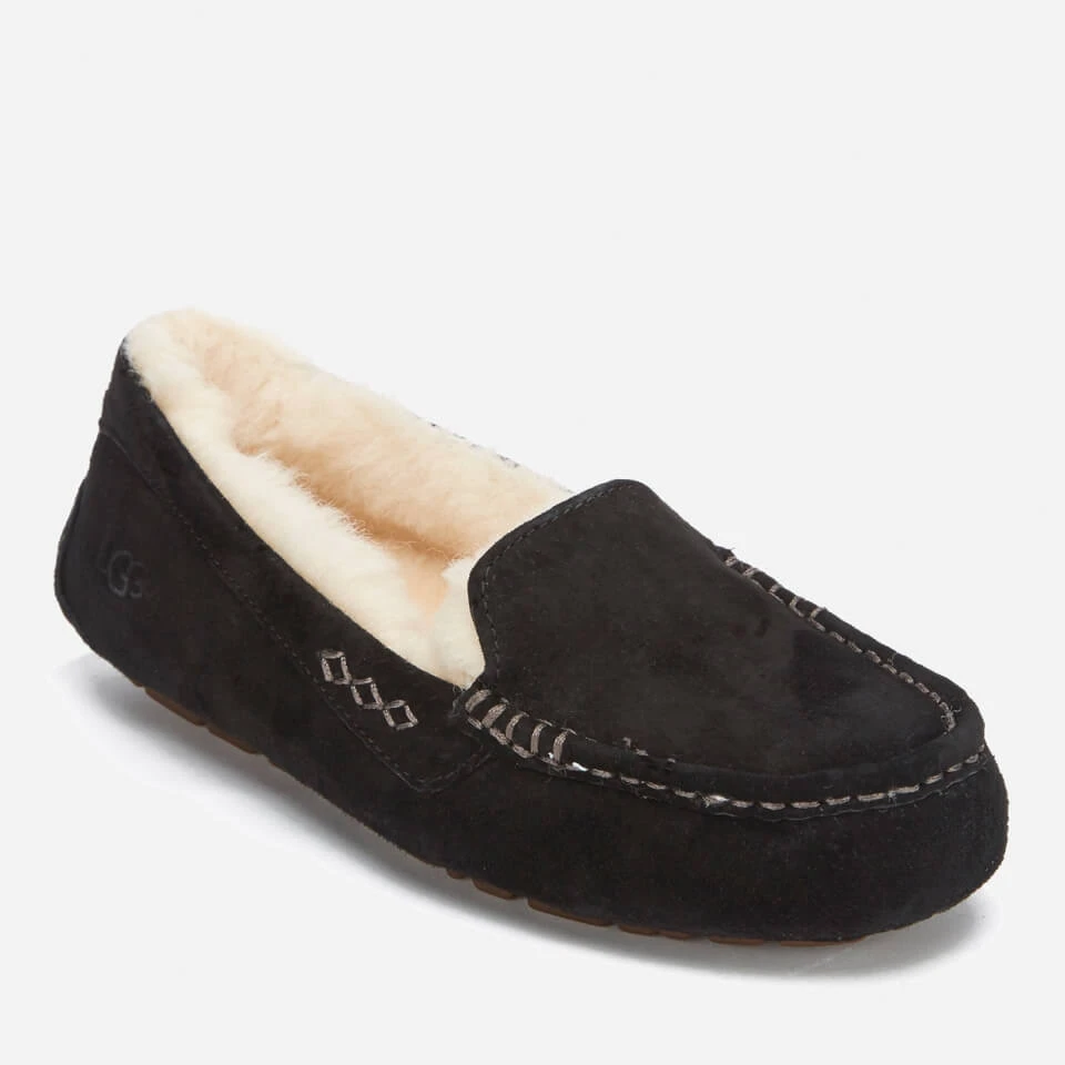 UGG Women's Ansley Moccasin Suede Slippers - Black 2 UGG Women's Ansley Moccasin Suede Slippers - Black - Image 2