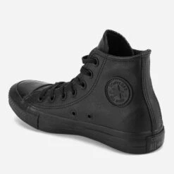 Converse Chuck Taylor All Star Leather Hi-Top Trainers - Black Mono -Vans Shoes Shop 11021308 1784492342424178