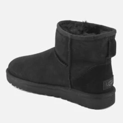 UGG Women's Classic Mini II Sheepskin Boots - Black -Vans Shoes Shop 11307402 6744492323008400