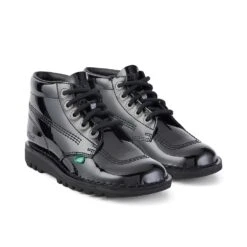 Kickers Youth Kick Hi Patent Leather Boots - Black -Vans Shoes Shop 11311325 1354877247564204