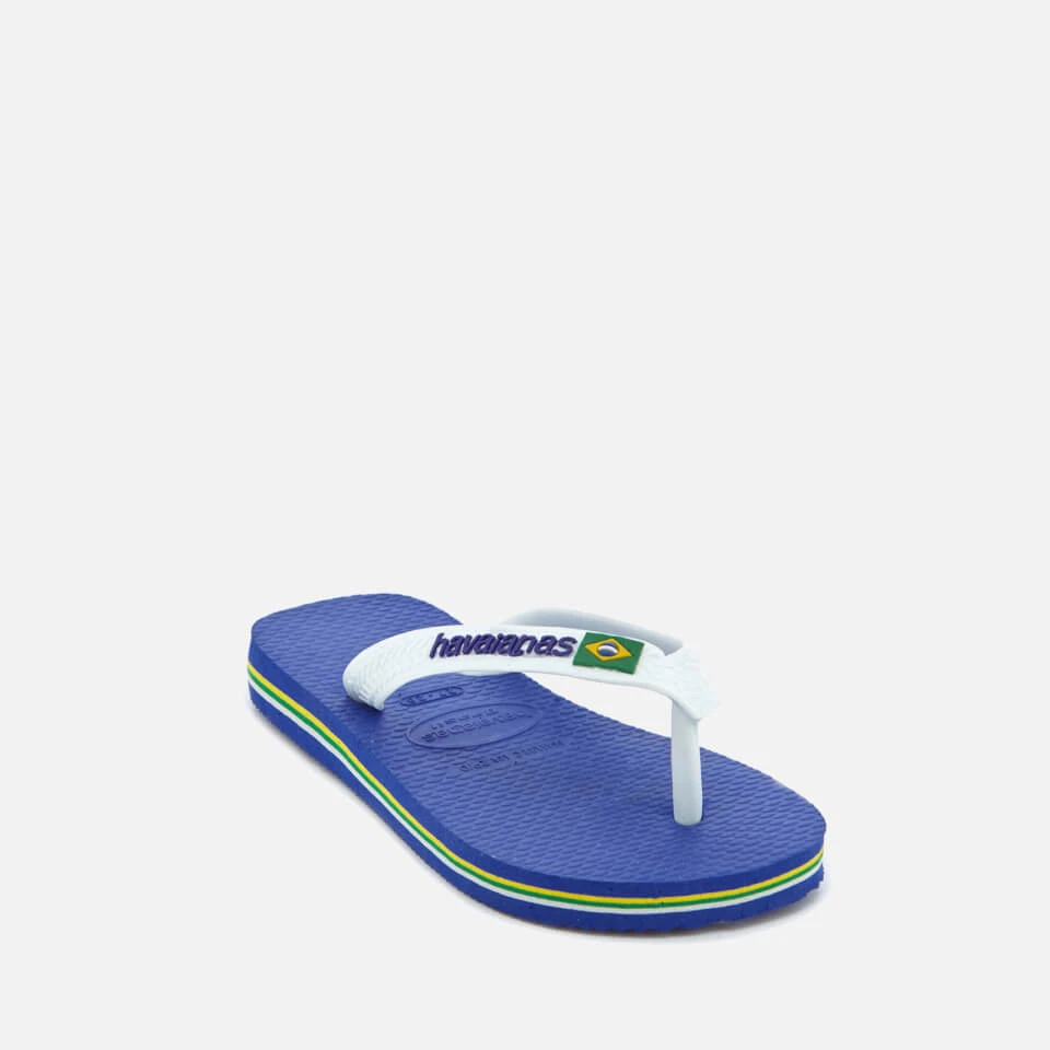 Havaianas Kids' Brasil Logo Flip Flops - Marine Blue 2 Havaianas Kids' Brasil Logo Flip Flops - Marine Blue - Image 2