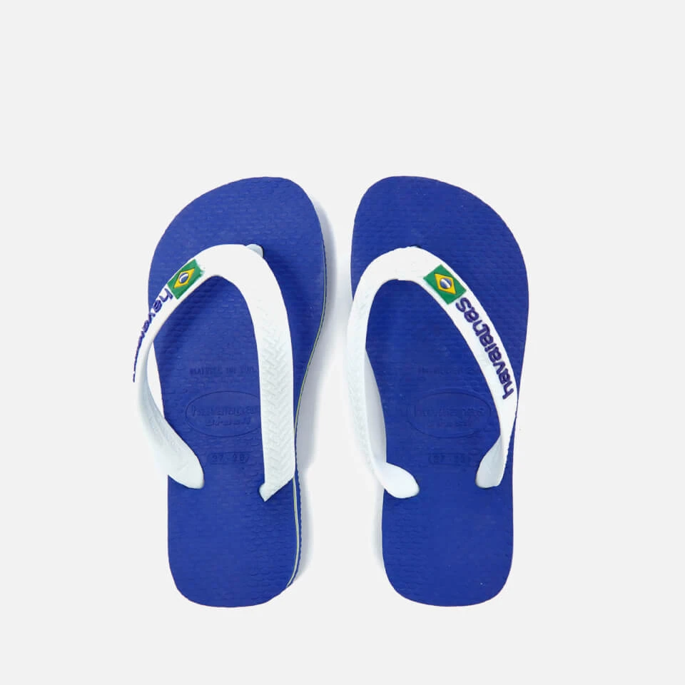 Havaianas Kids' Brasil Logo Flip Flops - Marine Blue 1 Havaianas Kids' Brasil Logo Flip Flops - Marine Blue