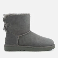 UGG Women's Mini Bailey Bow II Sheepskin Boots - Grey