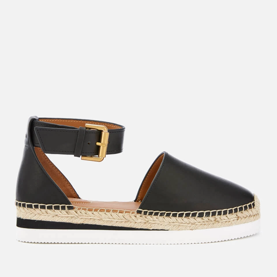 See By Chloé Women's Glyn Leather Espadrille Flat Sandals - Black 1 See By Chloé Women's Glyn Leather Espadrille Flat Sandals - Black