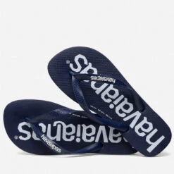 Havaianas Men's Top Logomania Flip Flops - Navy Blue -Vans Shoes Shop 12484365 1245047544470704