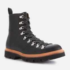 Grenson Men's Brady Leather Hiking Style Boots - Black -Vans Shoes Shop 12526454 1414800468672357