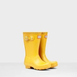 Hunter Original Big Kids' Wellington Boots - Yellow -Vans Shoes Shop 12572983 8714768181523885