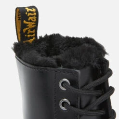 Dr. Martens Women's 1460 Serena Fur Lined Leather 8-Eye Boots - Dark Grey -Vans Shoes Shop 12596249 2114831404122325