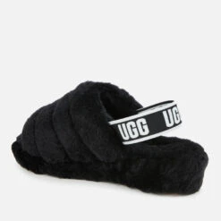 UGG Women's Fluff Yeah Slippers - Black -Vans Shoes Shop 12608419 2144801318755804