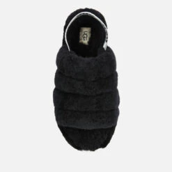 UGG Women's Fluff Yeah Slippers - Black -Vans Shoes Shop 12608419 2204801318784568