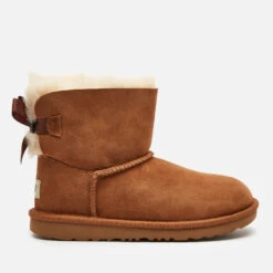 UGG Kids' Mini Bailey Bow Sheepskin Boots - Chestnut