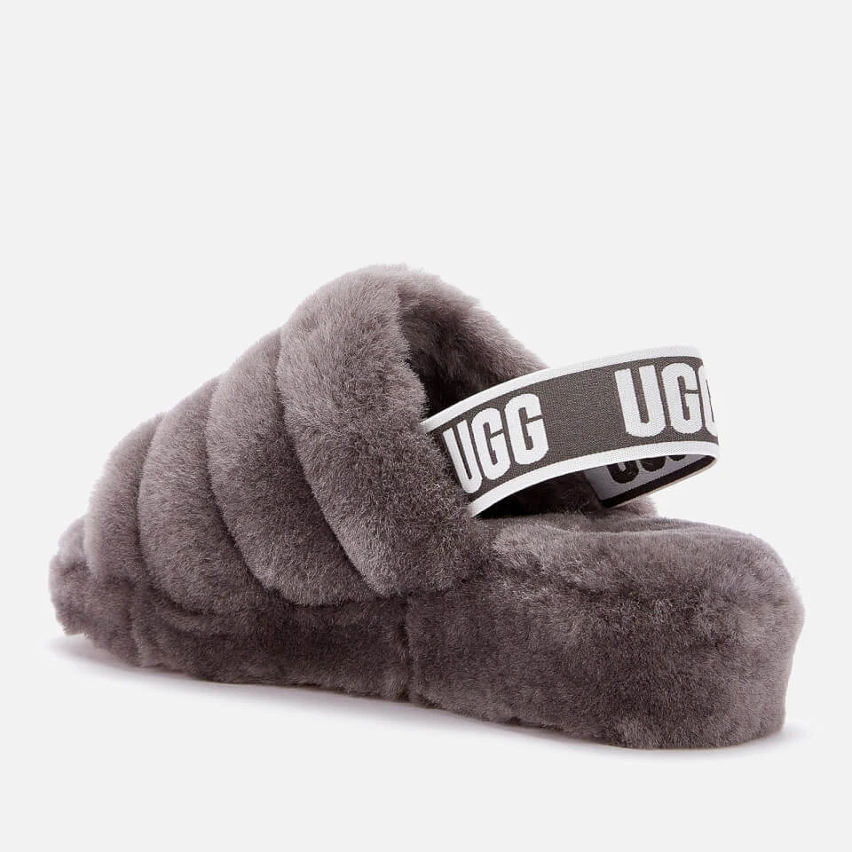 UGG Women's Fluff Yeah Slide Sheepskin Slippers - Charcoal 2 UGG Women's Fluff Yeah Slide Sheepskin Slippers - Charcoal - Image 2