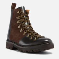 Grenson Women's Nanette Leather Hiking Style Boots - Dark Brown -Vans Shoes Shop 12742913 1414999875213594