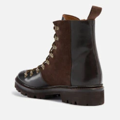 Grenson Women's Nanette Leather Hiking Style Boots - Dark Brown -Vans Shoes Shop 12742913 1654999875274860