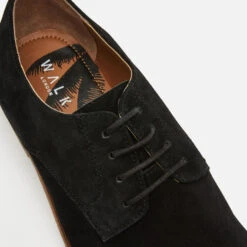 Walk London Men's Danny Suede Derby Shoes - Black -Vans Shoes Shop 12744112 8604848523564323