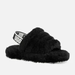 UGG Kids' Fluff Yeah Slide Slippers - Black -Vans Shoes Shop 12772133 1554840440014046