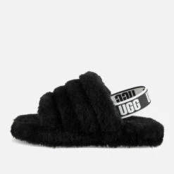 UGG Kids' Fluff Yeah Slide Slippers - Black -Vans Shoes Shop 12772133 2684840439971509