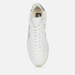 Veja Men's V-12 Leather Trainers - Extra White/Marsala/Nautico -Vans Shoes Shop 12786911 1884850325798111