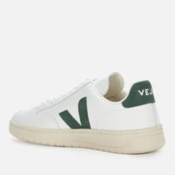 Veja Men's V12 Leather Trainers - Extra White/Cyprus -Vans Shoes Shop 12786917 9524850325991500