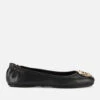 Tory Burch Women's Minnie Metal Logo Leather Ballet Flats - Perfect Black/Gold