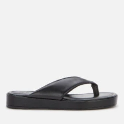 Dune Women's Longisland Leather Toe Post Sandals - Black