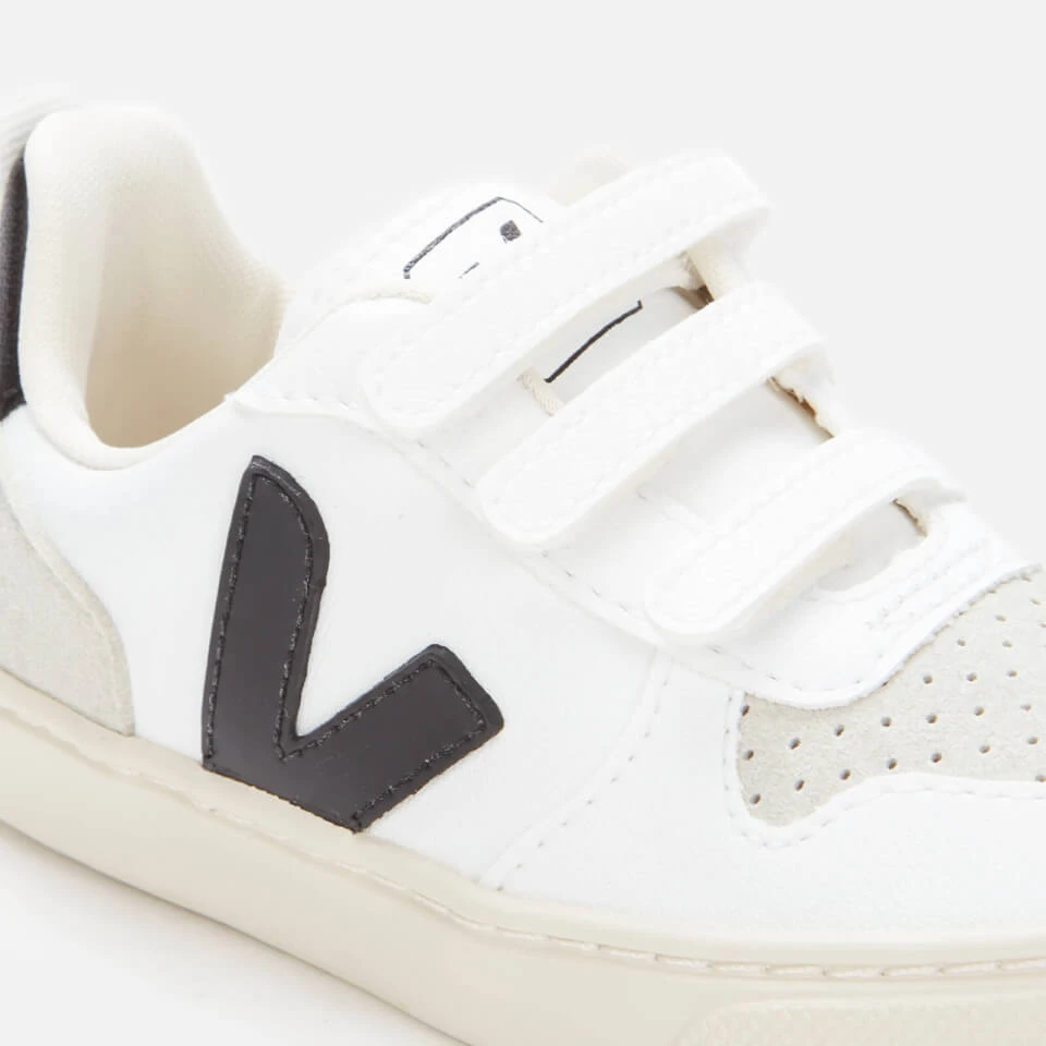 Veja Kids' V-10 Velcro Trainers - White Black 4 Veja Kids' V-10 Velcro Trainers - White Black - Image 4