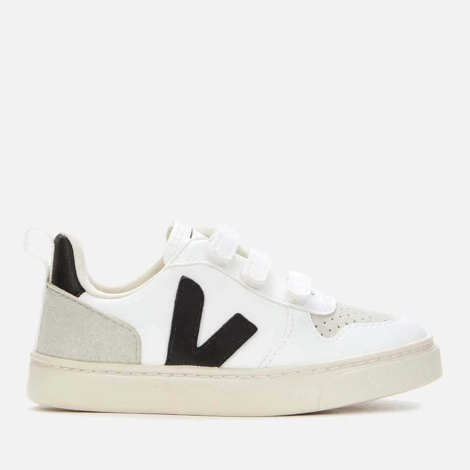 Veja Kids' V-10 Velcro Trainers - White Black 1 Veja Kids' V-10 Velcro Trainers - White Black
