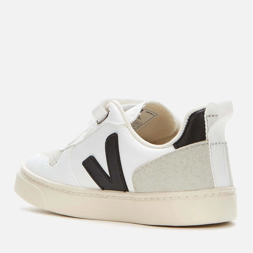 Veja Kids' V-10 Velcro Trainers - White Black 2 Veja Kids' V-10 Velcro Trainers - White Black - Image 2