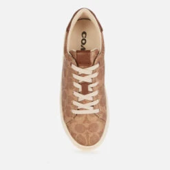 Coach Women's Lowline Coated Canvas Trainers - Tan -Vans Shoes Shop 12908898 6854867889785512