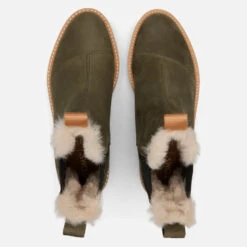 TOMS Women's Dakota Water Resistant Leather Chelsea Boots - Olive -Vans Shoes Shop 12946160 1054891960319352