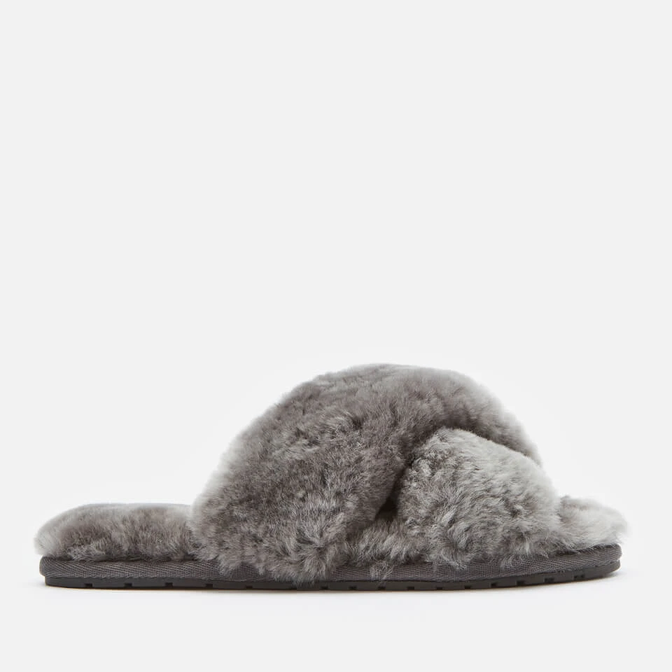 EMU Australia Women's Mayberry Sheepskin Cross Front Slippers - Charcoal 1 EMU Australia Women's Mayberry Sheepskin Cross Front Slippers - Charcoal