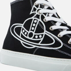 Vivienne Westwood Men's Plimsoll Canvas Hi-Top Trainers - Black -Vans Shoes Shop 12953661 2404980441641037