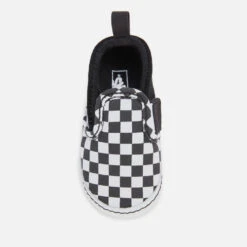 Vans Baby Slip-On V Crib Trainers - Checkerboard Black -Vans Shoes Shop 13114328 1314902624767832