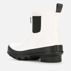 Kurt Geiger London Women's Sleet Short Wellie Chelsea Boots - White/Black -Vans Shoes Shop 13123985 5854926513847647