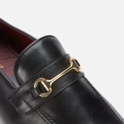 Walk London Men's Terry Trim Leather Loafers - Black -Vans Shoes Shop 13124542 4874898524075086