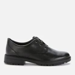 Clarks Dempster Lace Youth School Shoes - Black Leather