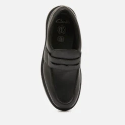 Clarks Youth Loxham Craft School Shoes - Black Leather -Vans Shoes Shop 13131238 1694883743107678