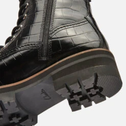 Clarks Women's Orianna Hi Croc Lace Up Boots - Black -Vans Shoes Shop 13137650 1894883745877458