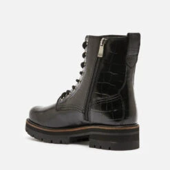 Clarks Women's Orianna Hi Croc Lace Up Boots - Black -Vans Shoes Shop 13137650 4254883745837609