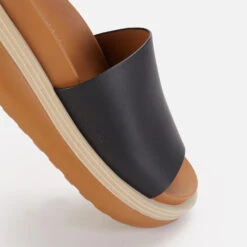 See By Chloé Women's Cicily Leather Flatform Slide Sandals - Black -Vans Shoes Shop 13326277 1884952973508317