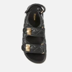 Dune Women's Lockstock Leather Double Strap Sandals - Black -Vans Shoes Shop 13412950 2094928080049802
