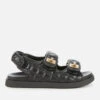 Dune Women's Lockstock Leather Double Strap Sandals - Black