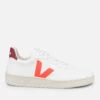 Veja Women's V-10 Vegan Trainers - White/Orange Fluo/Marsala