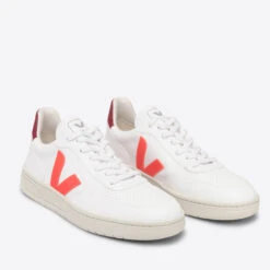 Veja Women's V-10 Vegan Trainers - White/Orange Fluo/Marsala -Vans Shoes Shop 13451842 4884951090377825