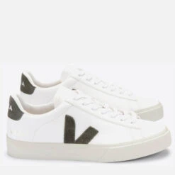 Veja Men's Campo Chrome Free Leather Trainers - Extra White/Khaki -Vans Shoes Shop 13451936 1054956266803413