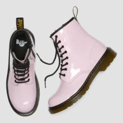 Dr. Martens Youth 1460 Patent Lamper Boots - Pale Pink -Vans Shoes Shop 13454443 9454940425936947