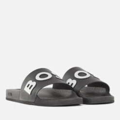 BOSS Men's Bay Slide Sandals - Black -Vans Shoes Shop 13470608 1735053240192434