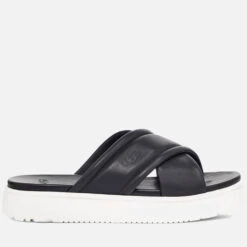 UGG Women's Zayne Crossband Leather Flatform Sandals - Black