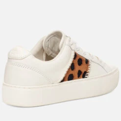 UGG Women's Dinale Leather Cupsole Trainers - White/Light Butterscotch -Vans Shoes Shop 13491524 1124936307872338